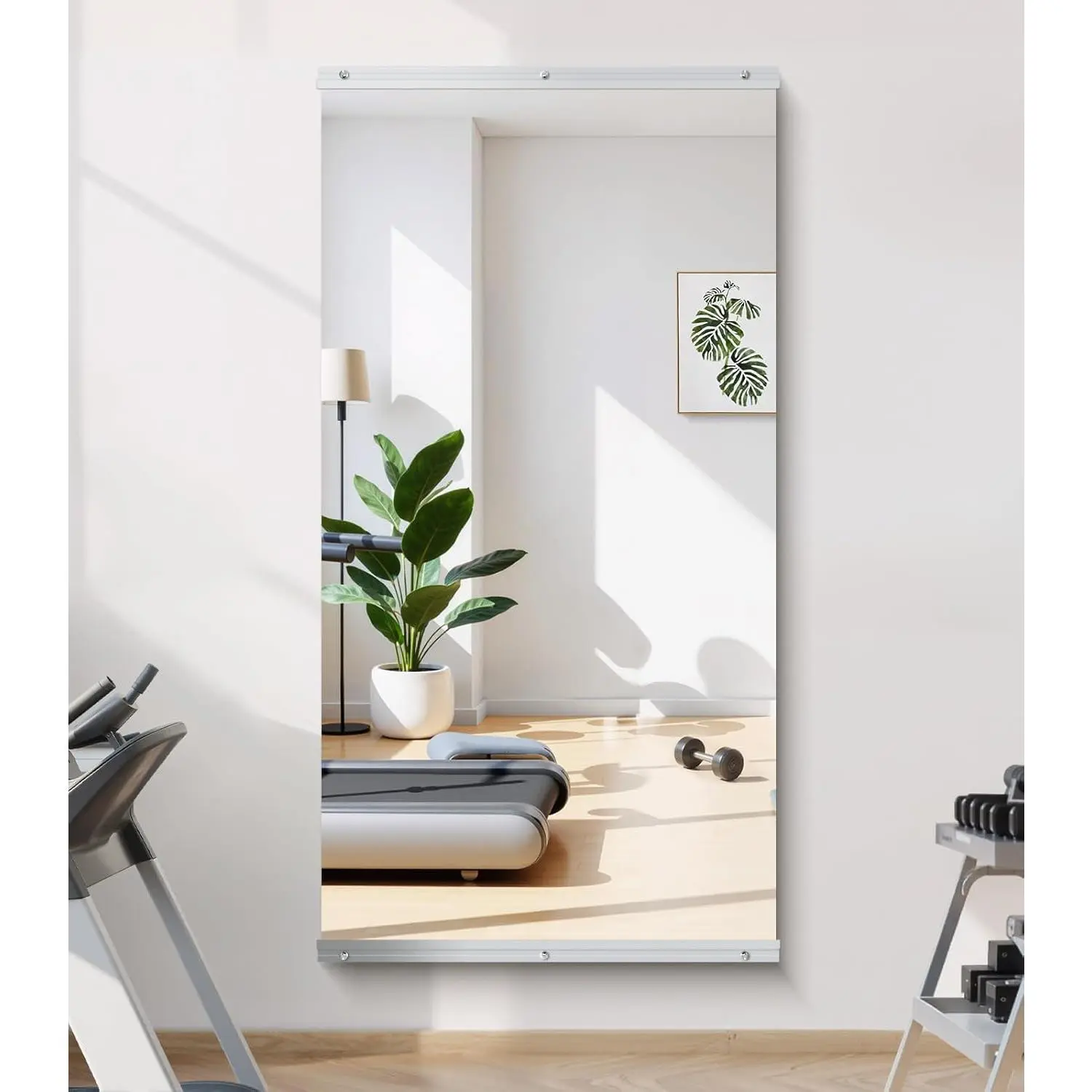 Gym Mirror - 55x28 Inch, 1 count Frameless Tempered Glass Full  Mirror for Wall Mount - Ideal for Yoga, Workout, Bedroom, Dance Studio ()