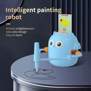 Early Learning Drawing Robot Toy | Bilingual English & Art Education for Ages 4-12 | On-the-Go Toy Teaches Drawing & Basic English | Includes 100 Vocabulary Flashcards | Fun & montessori Educational Gift for Kids