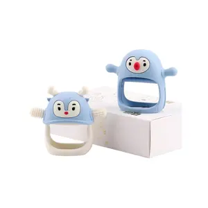 2 Packs Baby Teething Toy  0-6 6-12 Months, Food Grade Silicone Teething Mitten, Anti Dropping Wrist Hand Teethers Baby Chew Toys  Sucking&Chewing, BPA Free, Light Blue