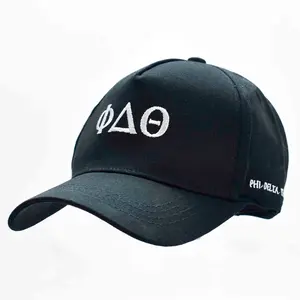 Phi Delta Theta Baseball Cap- Brushed Cotton 5-Panel Black Hat
