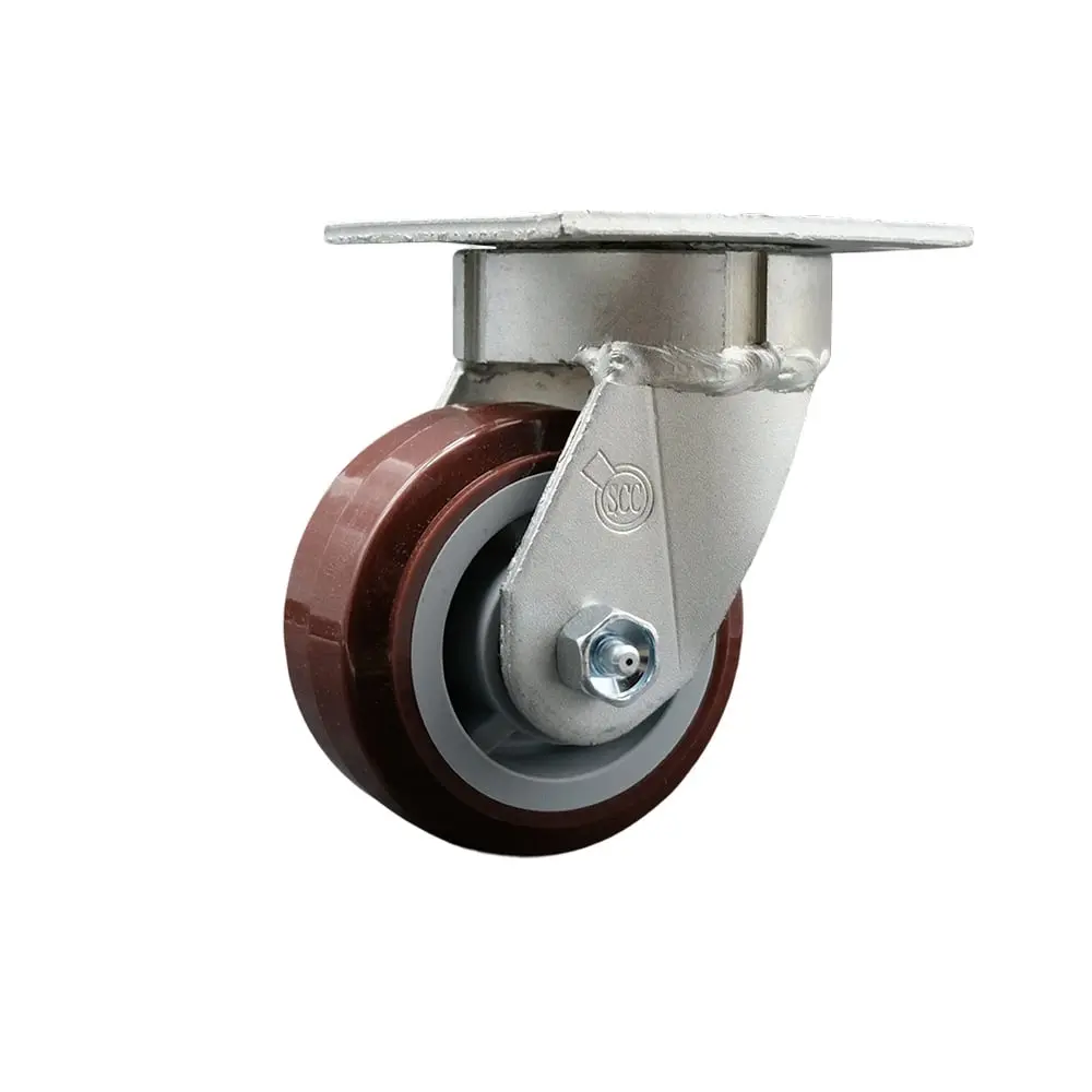 Service Caster SCC-KP30S420-PPUR Kingpinless Polyurethane on Polyolefin Swivel Top Plate Caster with 4 x 2 in. Maroon Wheel - 600 lbs Capacity per Caster