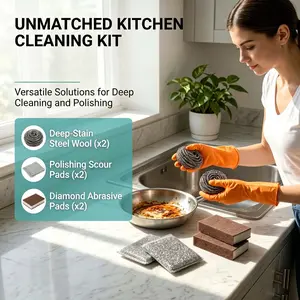 6-Piece Ultimate Kitchen Cleaning Set, Modern Minimalist Design, Dual-Effect Cleaning, Durable Tools, Ideal for Home & Restaurant Use