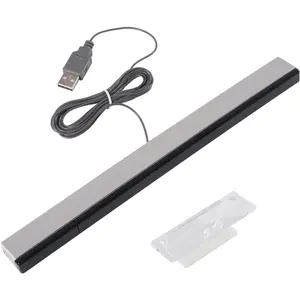 USB Sensor Bar for Wii, Replacement USB Wired  Ray Sensor Bar for  Wii, Wii U, Includes Clear Stand, /Black