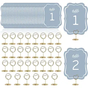 Table Numbers Cards 1-30 Blue Wedding Table Numbers with Holder Stands Bulk Table Signs with Head Table Card for Bridal Shower Wedding Anniversary Birthday Decor