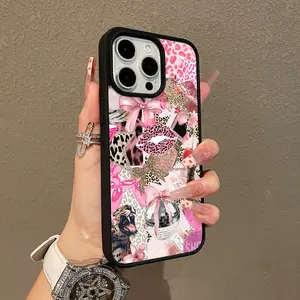 Trendy Magnetic Case for iPhone11/12/13/14/15/16/17/promax Magnetic Ready, Ultra Thin & Shockproof | Cute Pick for Girls Pink Leopard Collage