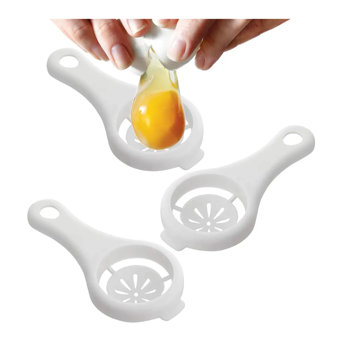 3 PCS Egg Separator Tool – Egg Yolk Separator with Bowl Hook Design