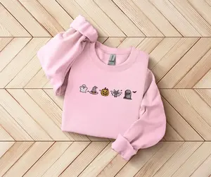 Halloween Embroidery Sweatshirt, Halloween Embroidery Shirt, Spooky Embroidery Hoodie, Embroidered Gift, Unique Gift, Minimalist Hoodie