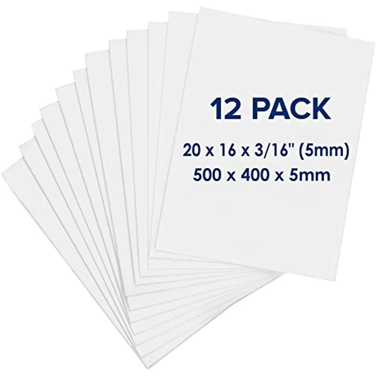 Board 16 x 20 x 3/16" -  12 Pack - White Poster Board, Acid Free, Double Sided, Rigid, Sign Board Foamboard for Mounting, Crafts, Paintings Prints, Art, Display, Presentation and Projects
