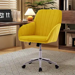 Adjustable Office Chair, Home Bedroom, Ergonomic Swivel Chair, Backrest Seat, Comfortable for Long Sitting - Yellow