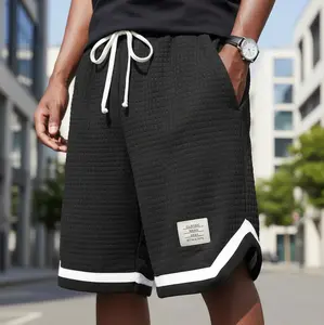 Men’s Plus Size Waffle Knit Shorts – Stretch Waistband with Drawstring, Breathable Soft Fabric, Versatile Solid Gray, Relaxed Fit, for Summer Casual Wear, Ideal for Home and Streetwear