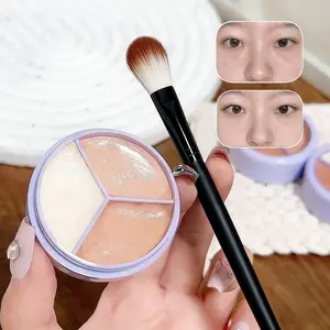 3In1 Color Correcting Concealer Palette With Brush Set Natural Dark Circle Concealer Waterproof Long Lasting Matte Makeup Buildable Coverage SummerVibes Cosmetic