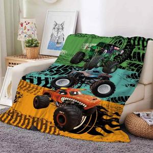 Soft Funny Throw Blanket Monster Truck Pattern Blanket Comfortable Throw,Warm Napping For Home Office Travel Camping