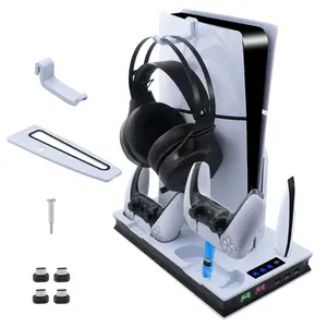 Mcbazel Multifunctional Cooling Stand with Dual Controller Charging for PS5 Pro/PS5 Slim/PS5, Universal PS5 Cooling Charging Stand
