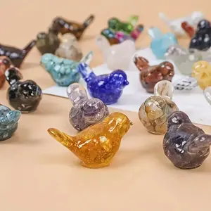 Random Color Crystal Decorative Bird Decoration, 8 Counts/set Cute Resin Bird Ornament, Desktop Decoration for Home Office, Gift for Friends & Family