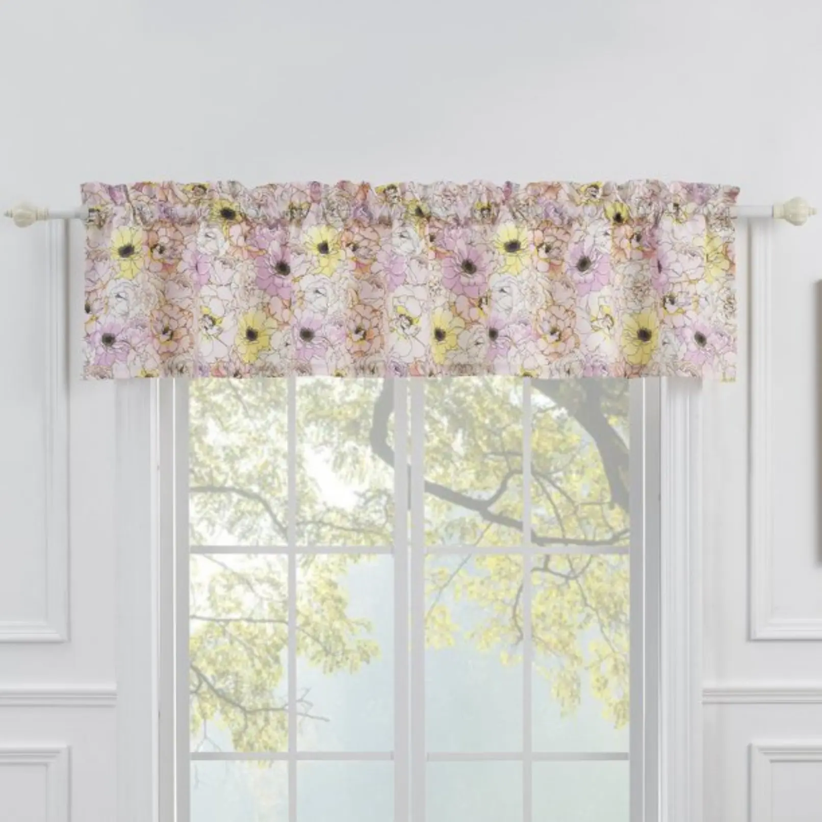 Greenland Home Fashions Misty Bloom Window Valance 84x18 Inch Watercolor Floral Print with Liner