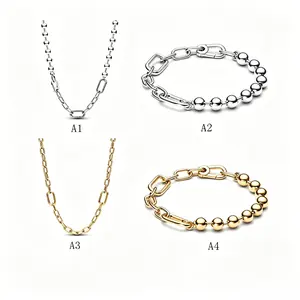 S925 Silver Plated ME Series Beaded Link Bracelet!Couple Style Vibe✨