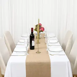 Rustic Linen Table Runner, Wedding Holiday Party Decorative Cloth, American Country Style Home Dining Room Decoration