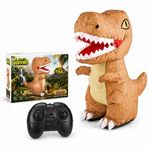 Remote Control Inflatable Dinosaur Toy, 2.4GHz Rechargeable Walking T-Rex with Light Up, Roaring Sound, 360° Rotation, Forward & Backward, Birthday Gift for Kids Ages
