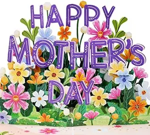 3D Pop Up Happy Mothers Day Card, Handcrafted - 100% Recycled and Eco-Friendly, 8" x 6" Cover - with Note Tag