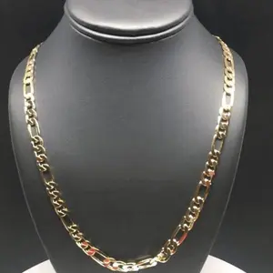 Gold Plated 26" Figaro Chain 7mm / Cadena Figaro 26" Oro Laminado 7mm
