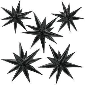 Star Balloons 60Pcs Black Balloon 12 Spike Foil Balloons Explosion Mylar Cone Balloon Magic Party Decorations Backdrops for Halloween Graduation Birthday Wedding Anniversary Retirement