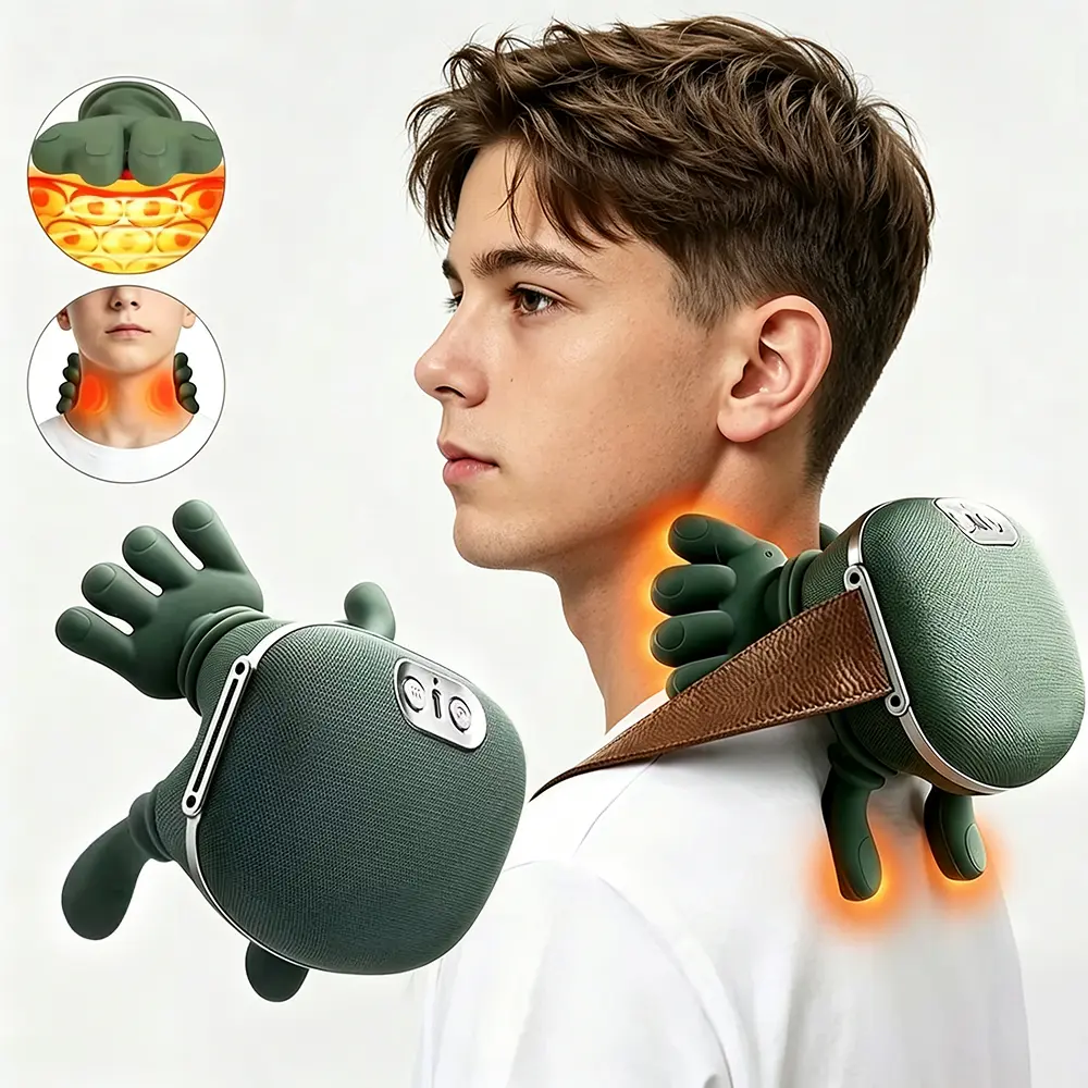 2026 update Cordless Neck Massager for Pain Relief Deep Tissue with Heat | Upgraded Graphene Heating  4D Kneading Heated Massager with Red Light Hot Compress, Deep Tissue Massage for Muscle Tension Relief (Green)