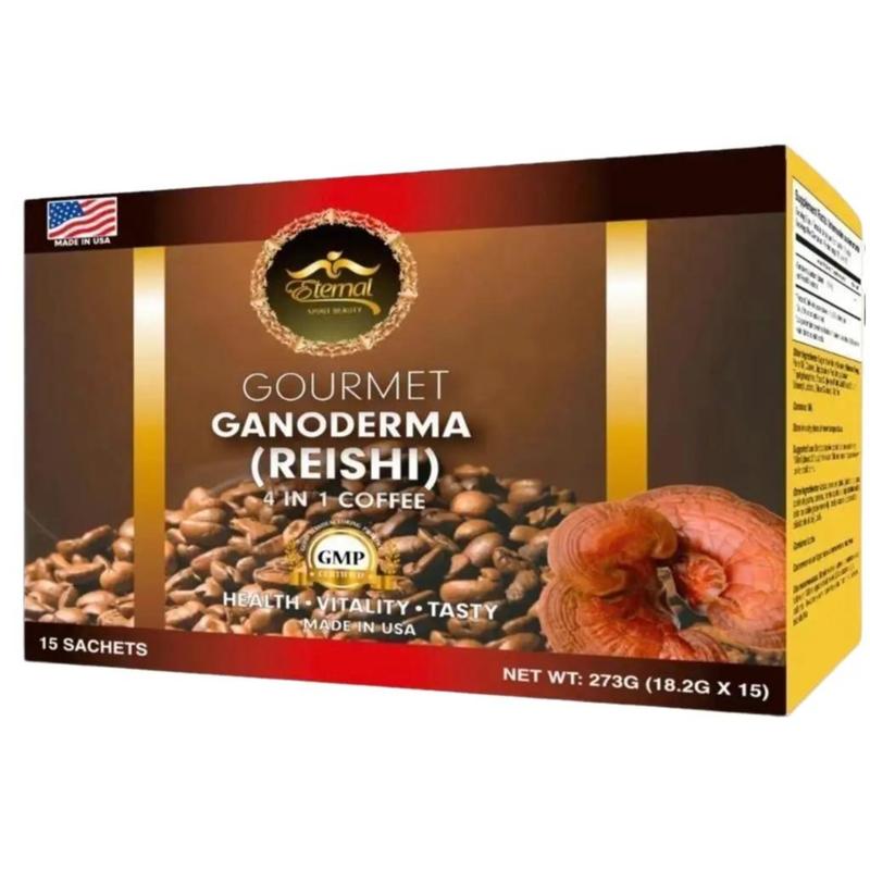 Eternal Spirit Gourmet Ganoderma Reishi 4-in-1 Coffee Latte - 15 Sachets Bean Beverage Made with Ganoderma Health Benefits US Made
