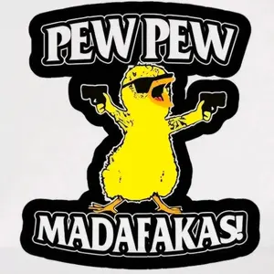 Funny Pew Pew Sticker, UV DTF Decal, Durable Car Laptop Water Bottle Sticker