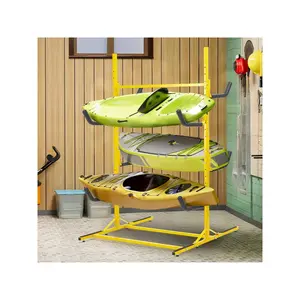 "Kayak Storage Rack,Heavy Duty Freestanding Kayak Racks For Garage, Adjustable Kayak Stand,Paddle Board Rack For Kayak, Canoe, Surfboard, 530Lbs Capacity, 3 Levels For 6 Kayaks  Heavy Duty Freestanding Kayak Stand For 6 Kaya