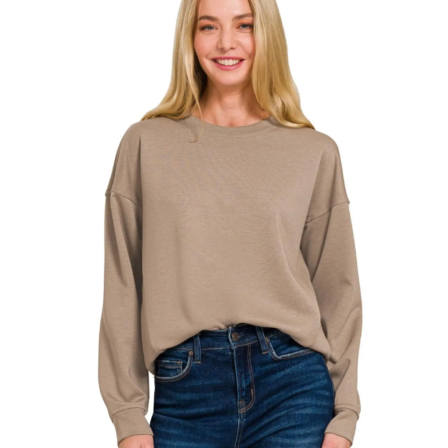 Zenana Scuba Round-neck Sweatshirts