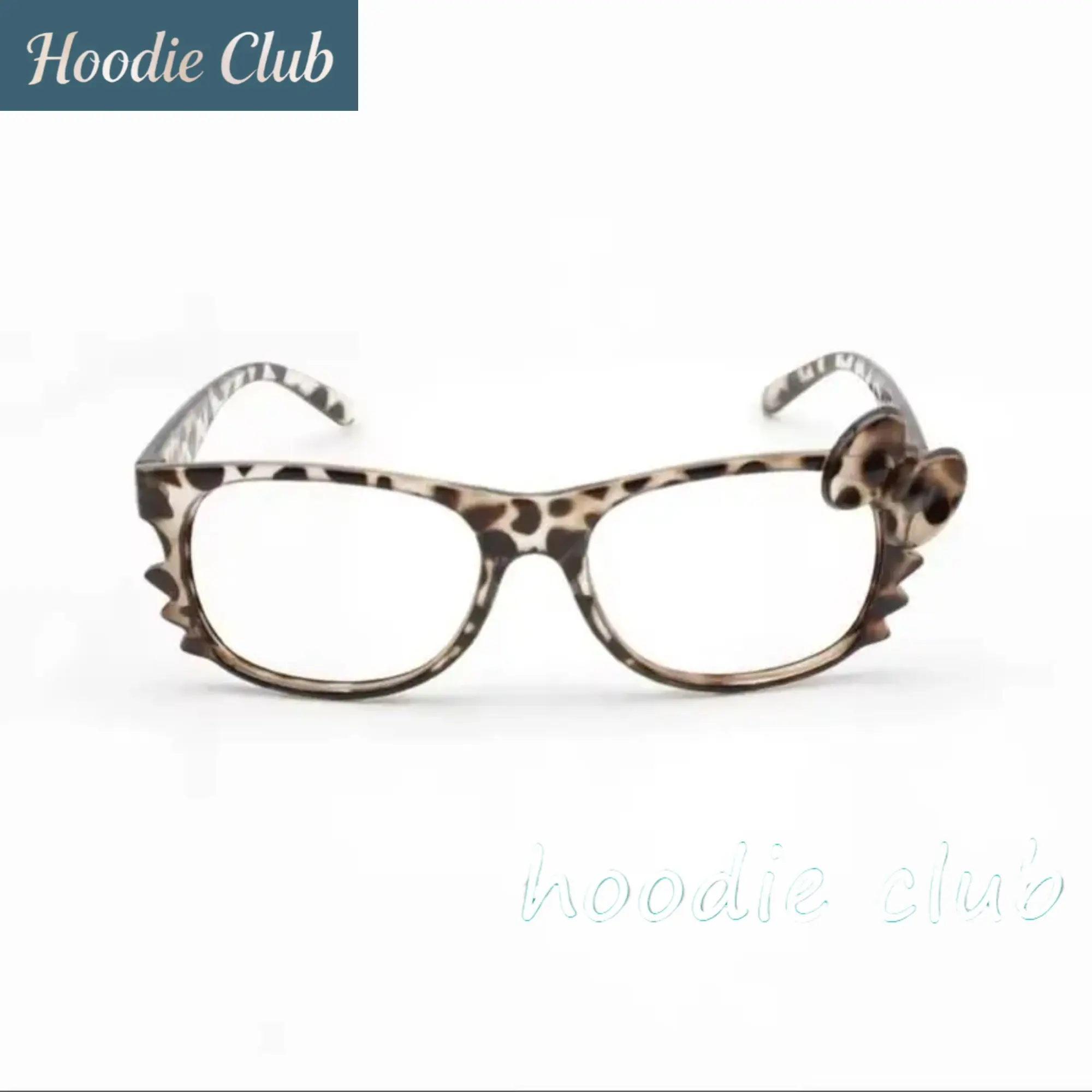 Women's Y2K Leopard Print Kawaii Cat Eye Eyeglass Frames - Retro Cute Cartoon Decorative No-Lens Party Eyewear, Polarized UV-Protective Unbreakable Sports Sunglasses for Outdoor Cycling Biking