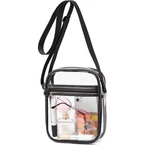 Stadium Approved PVC Purse - Clear Crossbody Bag with Front Pocket for Concerts, , Festivals