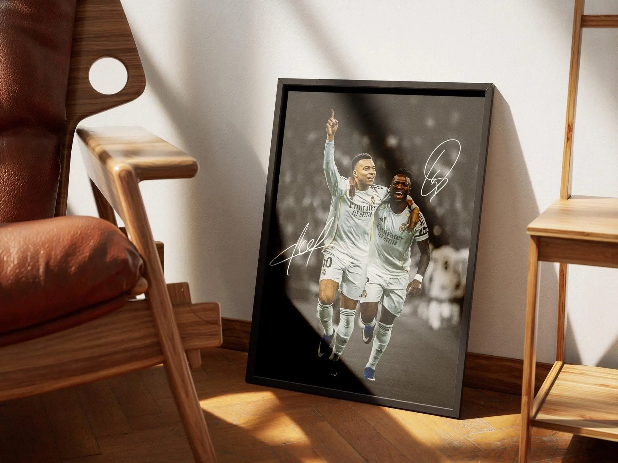 Kylian Mbappe & Vinicius Jr Poster, Signed Football Poster, Soccer Decor, Gift For Fans ( Unframed - Print Only )