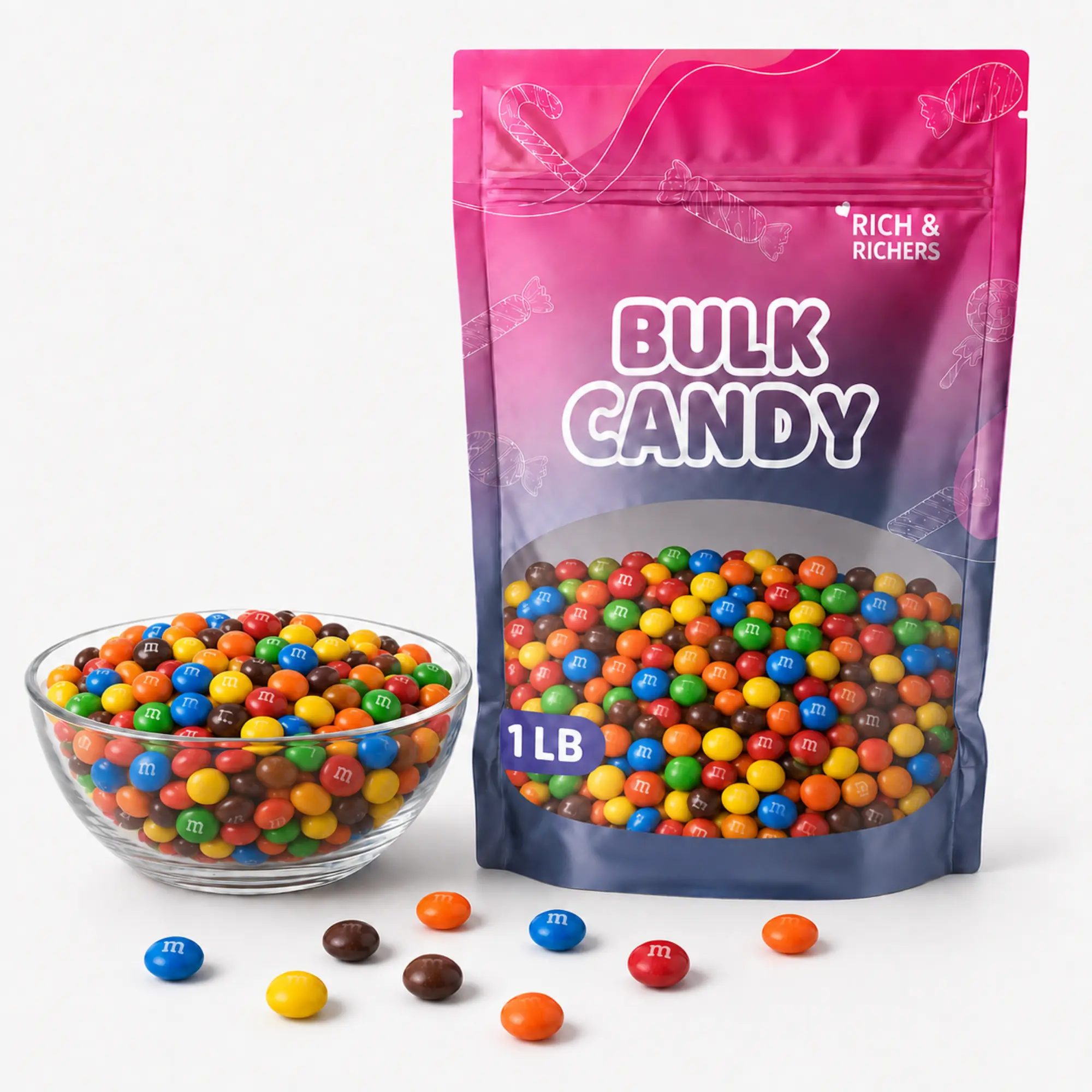 Reese's Pieces & M&M's Milk Chocolate Bulk Candy Mix, 1lb Party Bag (8oz Each) - Peanut Butter & Chocolate Sweet Treats for Baking, Buffets