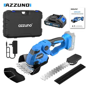 AZZUNO 2-in-1 Cordless Hedge Trimmer & Grass Shear, 18.5V 2.0Ah Rechargeable Lithium Battery Hedge Trimmer with 45° Adjustable Head, Quick Safe Blade Change, Lightweight Portable for Garden Hedges Shrubs Lawn Trimming (Included Storage Case)