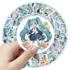 50/100PCS Kawaii Hatsune Miku Stickers Blue Cartoon Sticker Fridge Luggage Laptop Phone Guitar Skateboard Graffiti Decals Toy