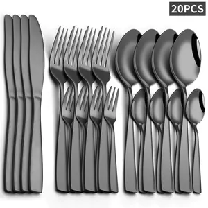 Stainless Steel Cutlery Set, 20 Pcs / 5-Count Set Including Knives, Forks and Spoons, Flatware Set for Home and Dining Bar, Kitchen Accessories Dinnerware Set