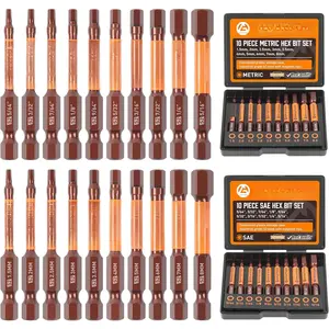 20- Hex  Allen Wrench Drill Bit Set, Metric and SAE S2 Steel Hex Bits Set,  Tips, 2.3" Long With Storage box.