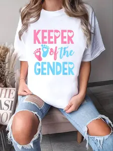 Cotton Gender Reveal Keeper of the Gender T Shirt, Gender Reveal T-Shirt
