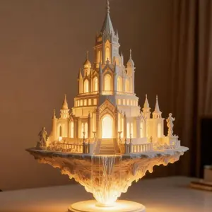 Fantasy castle night light sky city ornament surreal home decoration illuminates dream space