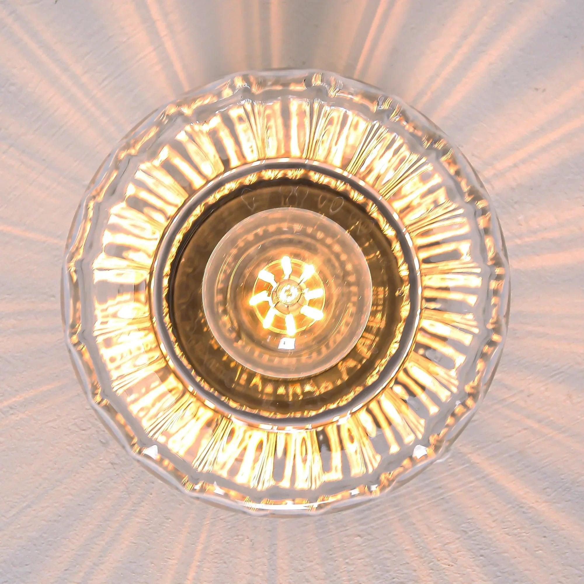 Modern Gold Semi-Flush Mount Ceiling Light | 9" Gerald Rippled Glass Lighting Fixture