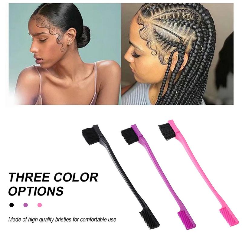 Hair Edge Brush Double Sided [1 Count] Control  with Smooth Edges , Random Color, Plush for Detangling and Enhancing Shine - Ideal for Baby Hair