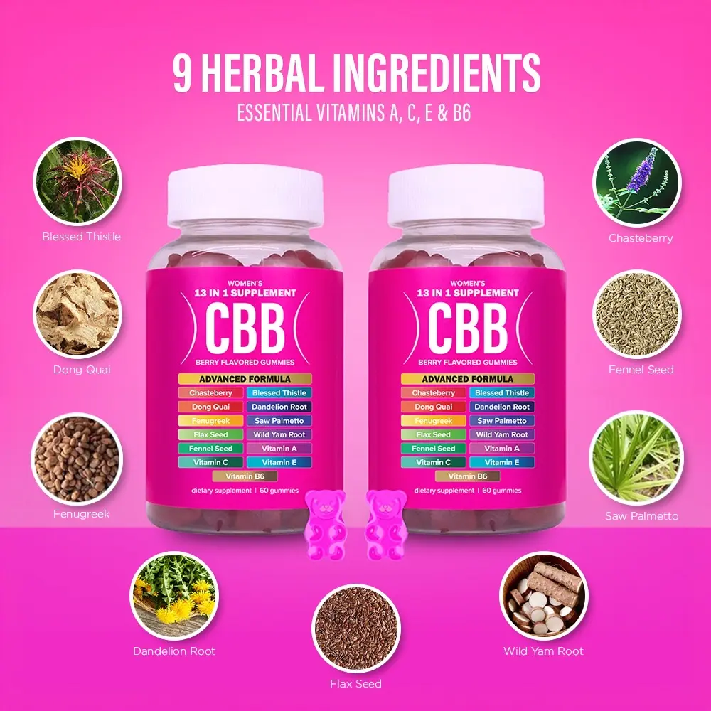 CBB All-In-One Women's Wellness Gummies Double Pack | The Daily Gummies Worth the Hype | 9 Herbal Ingredients + Vitamins A, C, E & B6 | Berry Flavor | Two Month Supply | 120 Gummies