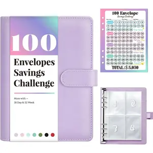 100 Envelopes Money Saving Challenge, Savings Challenges Book with Envelopes & Challenge Tracker, Motivational Process to Save $5050, Money Saving Binder 100 Pocket Pre-numbered, Christmas Gifts