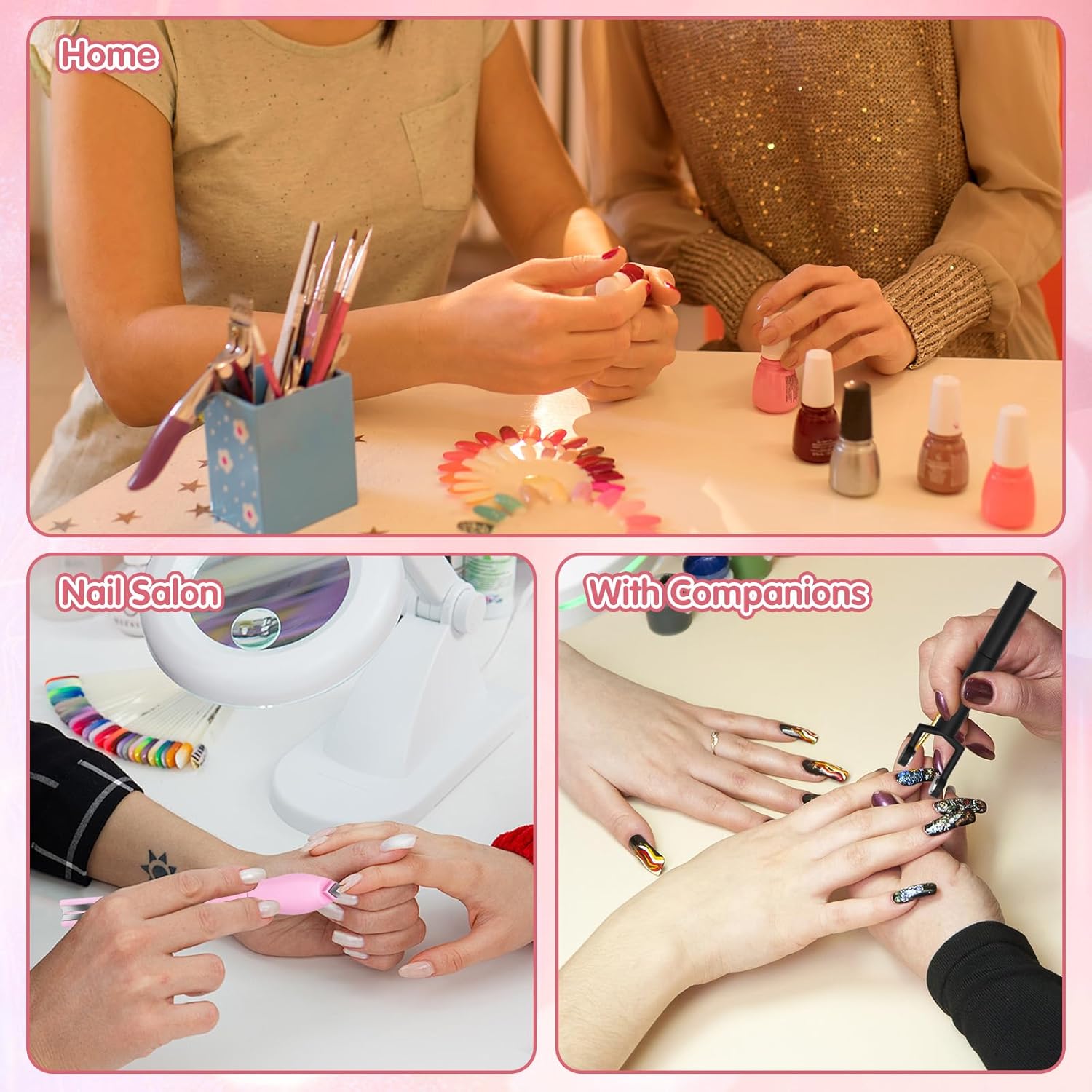 3-in-1 Cat Eye Magnetic Nail Art Tool Set, Multi-Functional Heart & Moon Pattern Magnet Design, Durable Plastic Manicure Kit for Metallic Cat Eye Gel Polish, Ideal DIY Nail Tool for Salon-Style Effects