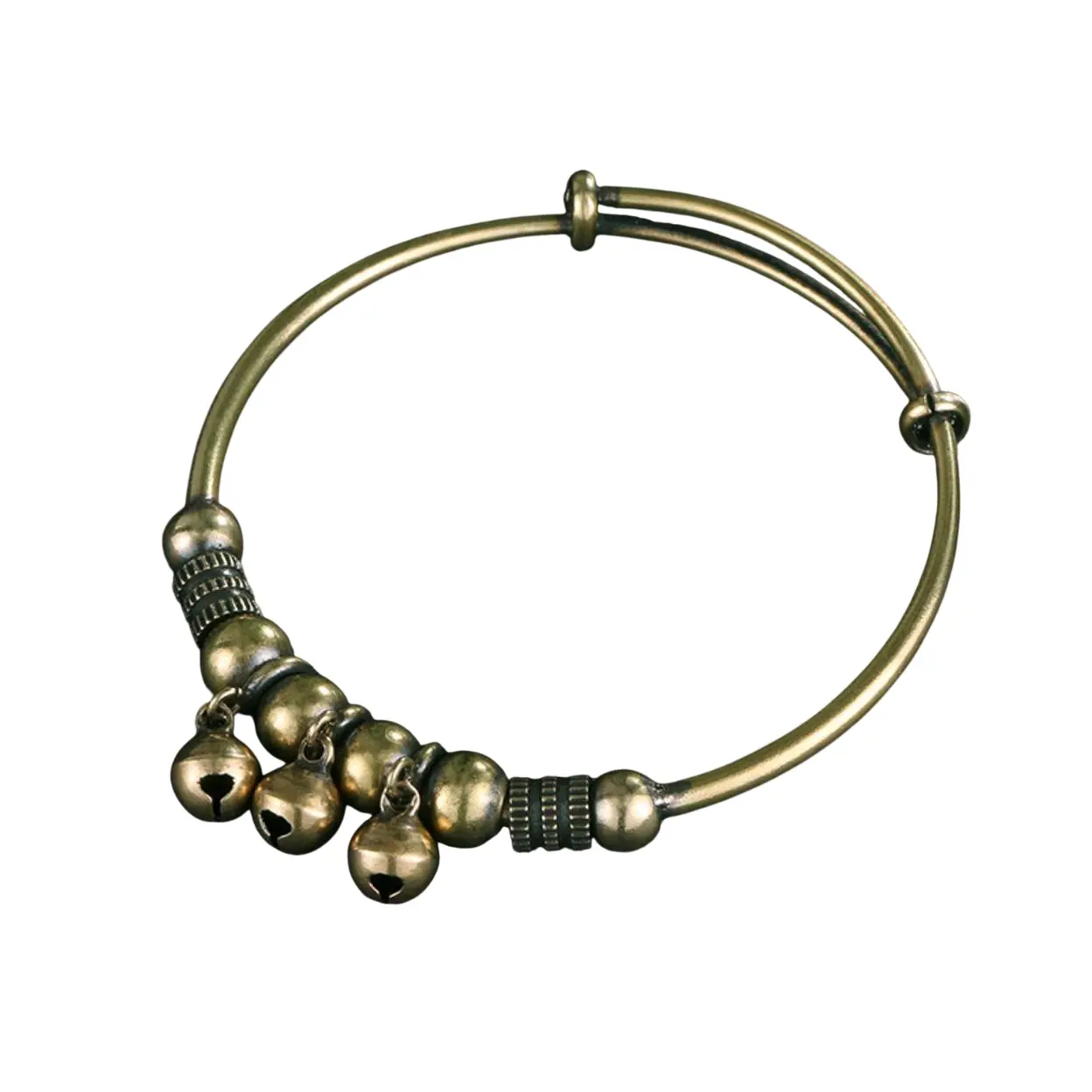 Vintage Geometric Bell Bracelet, Adjustable Push-and-Pull Wrist Accessory, Stress Relief Jewelry with Blessing Meaning, Symbol of Wealth & Good Fortune for Daily Wear