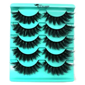 Natural Curling Eye Makeup False Eyelashes, 5 Pairs Wispy Cat Eye Look Faux Cluster Strip Lashes, Full Volume Eyelash for Lashes Extension, False Eyelash Set