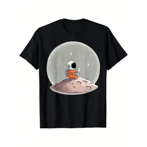 Comfortable Pure Cotton Space Tee – Unisex, Crew Neck Short-Sleeved T-Shirt for Teachers & Astronauts