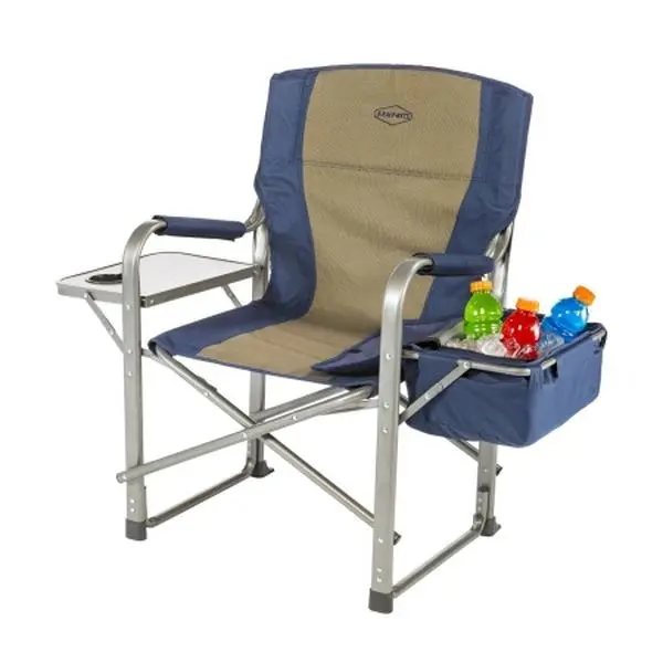 KampRite CC118 Aluminum Collapsible Directors Chair with Foldable Frame, Lightweight Folding Design, Side Table, and Cooler, Aluminum Directors Chairs, Collapsible Directors Chairs