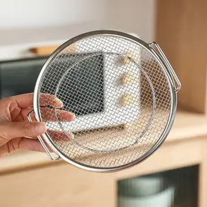 Stainless Steel Multi-Functional Frying Mesh, Fine Mesh Strainer, Kitchen BBQ Oil Filter Net, Heat-Resistant Drain Tray, Home Use with Handle, Strainers Fine Mesh